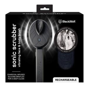Black Wolf Sonic Scrubber Charcoal Infused Face & Body Brush One Size NIB
